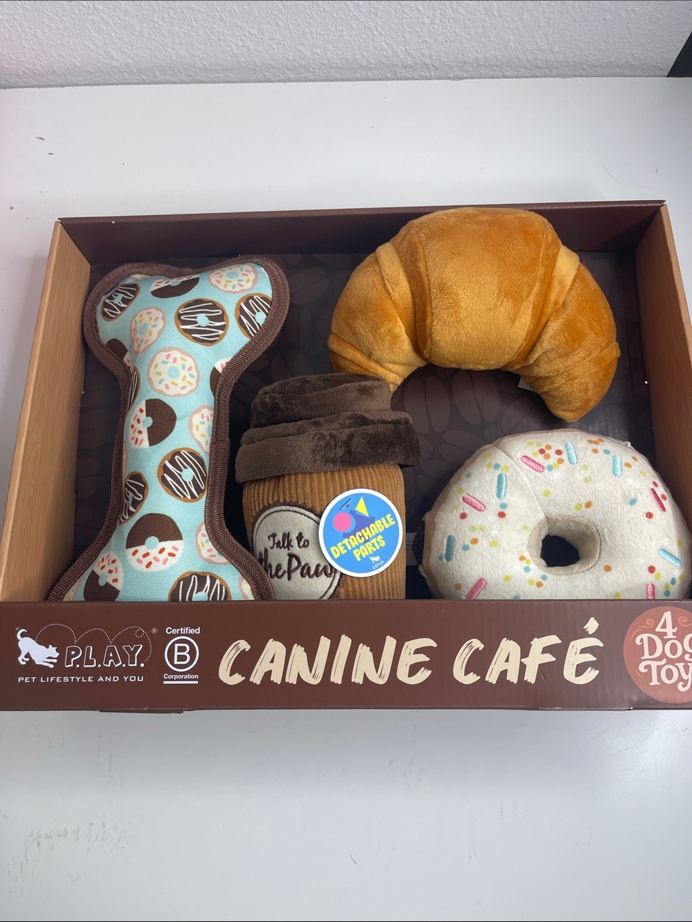 P.L.A.Y. Canine Café Plush Dog Toy Set - Pastry & Coffee Theme